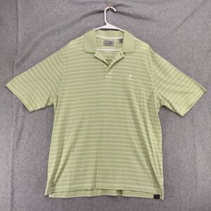 Ashworth Golf Polo Shirt Mens Large Green Striped Casual Short Sleeve Preppy
